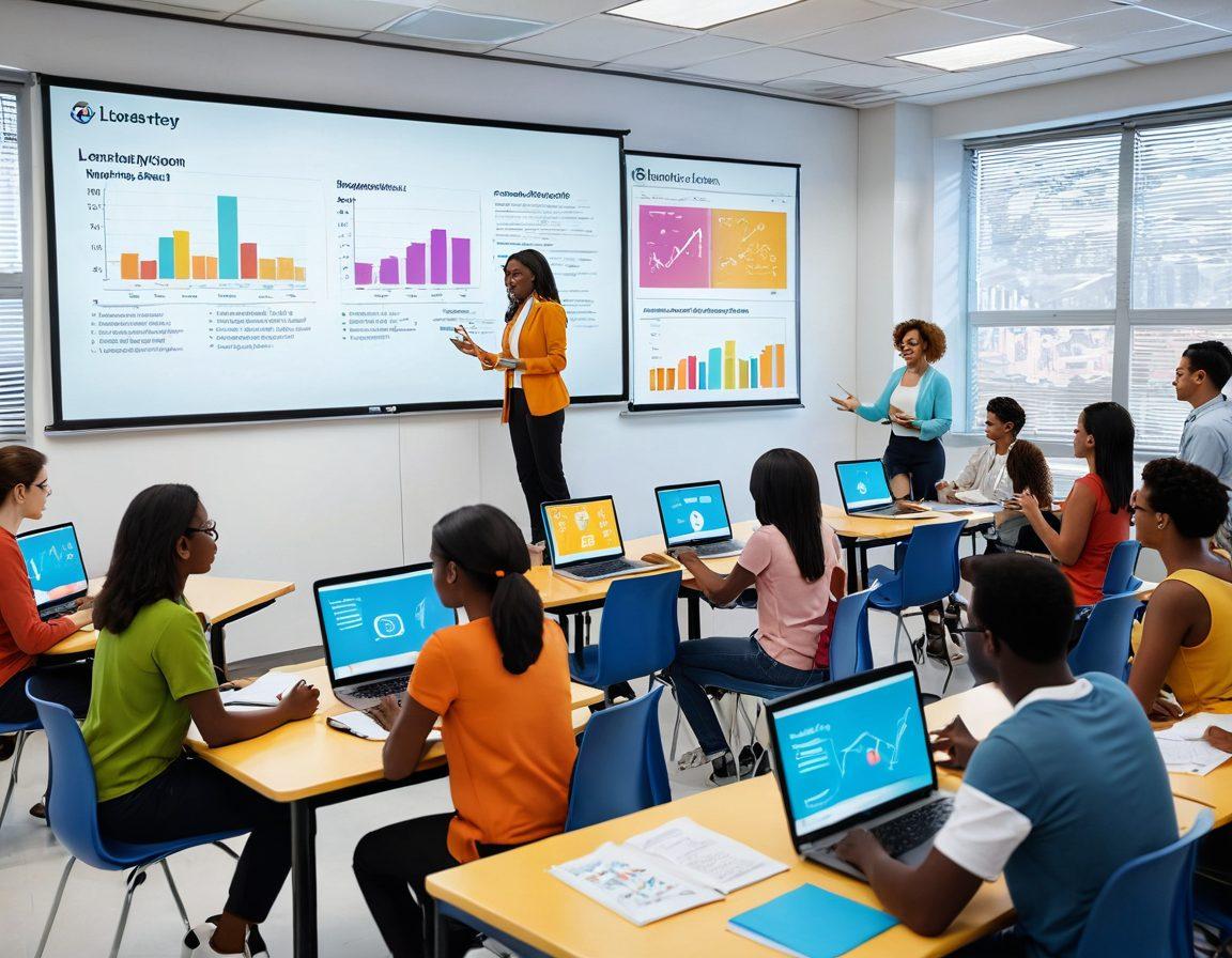A vibrant digital classroom scene with diverse adults engaging in interactive sexual education through e-learning platforms. Include animated screens displaying educational content, diverse characters discussing openly, and elements symbolizing knowledge sharing like books and charts. A warm, inclusive atmosphere with bright colors and a modern design. super-realistic. vibrant colors. white background.
